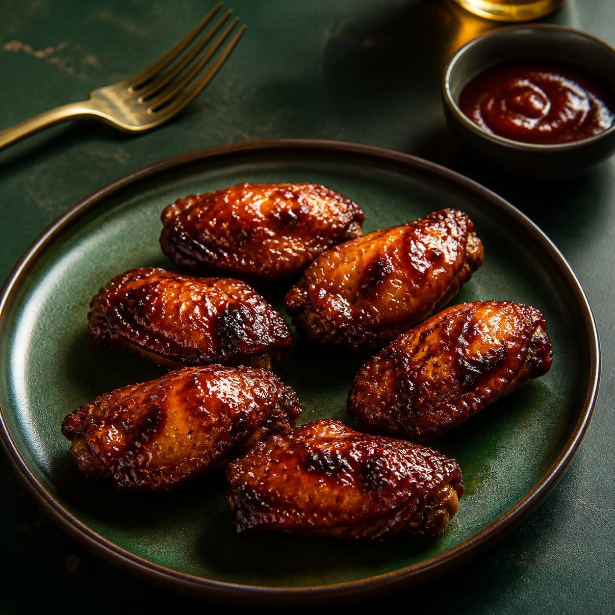 Barbecue chicken wings glazed until caramelised